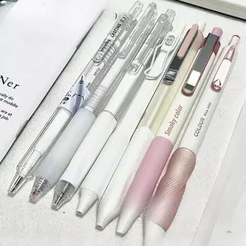7 шт./набор шикарных минималистичных студенческих гелевых ручек, модных фиолетовых, розовых, бежевых, канцелярских гелевых ручек 0,5 мм с черными чернилами для письма pink чёрный