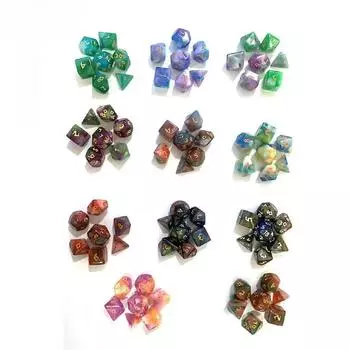 7 шт./набор трехцветных блестящих многогранных игральных костей для Dnd COC Cthulhu Rpg Running Group настольная игра кубики с цифрами набор игральных костей