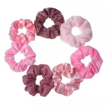 7 шт./набор Женские резинки для волос Набор Плюшевые Однотонные для Девочек Держатель для Хвоста Принт Цветочный Мелкий Цветок Завязки Аксессуары