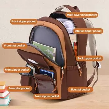 7 шт. Наборы школьных ранцев Kapibala для учеников второго-шестого класса, для мальчиков, для снятия нагрузки, прочный рюкзак Capybara большой вместимости 7pcs чёрный