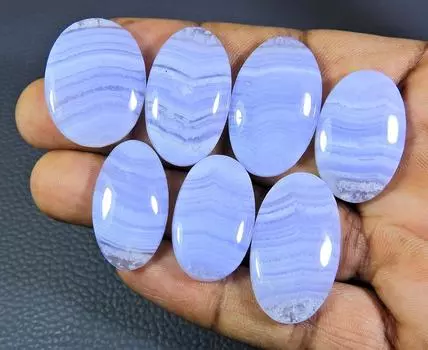 7 шт. натуральный голубой кружевной агат овальный кабошон необработанный драгоценный камень россыпью 27-32 мм RQ-472