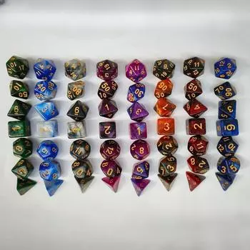 7 шт. новых двухцветных многогранных игральных костей со звездным небом для настольной игры RPG Cthulhu Running Team D20 D12 D10 D8 D6 D4 Dnd Dice Set
