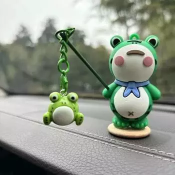 7 шт. Одинокая лягушка, серебристые автомобильные аксессуары, мультяшная машина, центральная консоль, украшение для офиса, рабочего стола, компьютерный экран, кукла, подарок