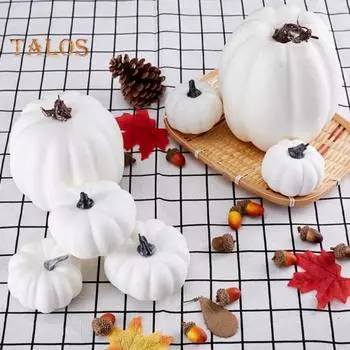 7 шт. осенние искусственные тыквенные статуи, поддельные тыквенные настольные фигурки, модель тыквы из пенопласта для фермерского дома, украшения на День благодарения, осенний урожай B