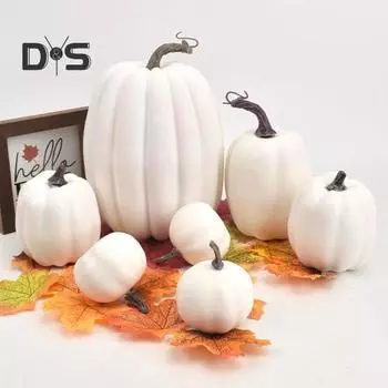 7 шт. осенние искусственные тыквенные статуи, поддельные тыквенные настольные фигурки, модель тыквы из пенопласта для фермерского дома, украшения на День благодарения, осенний урожай F