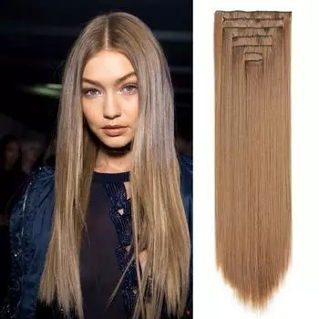 7 шт. парик, прямые волосы, гладкие мягкие наращивание волос, длинные бесшовные противоскользящие синтетические заколки на всю голову, искусственные волосы