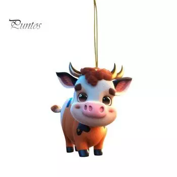 7 шт., подвески в виде теленка, милые забавные коровьи украшения для рождественской елки, интерьер автомобиля, подвесное украшение с животными 7pcs
