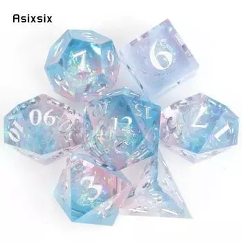 7 шт. прозрачные синие смоляные белые кубики с острыми краями, многогранные кубики, подходящие для ролевой игры Pathfinder, настольная игра VariantValue