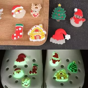 7 шт. Рождественские светящиеся подвески для обуви, милые мультяшные рождественские пряжки для обуви, украшения для обуви, аксессуары, рождественские подарки