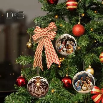 7 шт. Рождественские украшения для сцены Рождества Христова, акриловые подвески для рождественской елки, украшения для дерева, стены, окна, автомобиля Unilateral