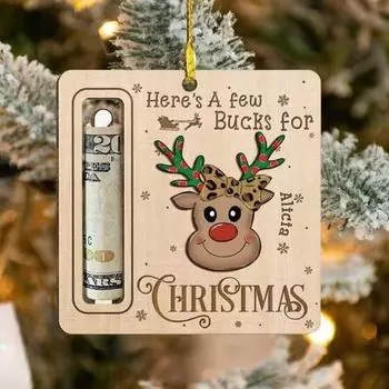 7 шт. Рождественский держатель денег, деревянный зажим для денег, денежный диспенсер, деревенские рождественские узоры, подвесные украшения для украшения елки, денежные подарки B
