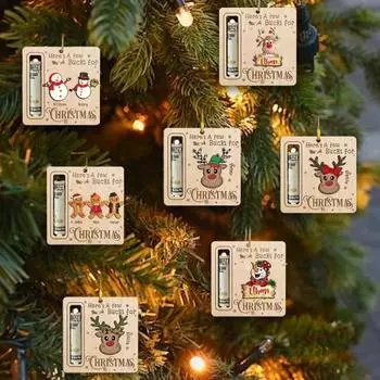 7 шт. Рождественский держатель для денег, деревянный зажим для денег, денежный диспенсер в деревенском стиле