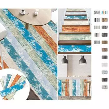 7 шт. самоклеящиеся обои под дерево, виниловая контактная бумага, декор, водонепроницаемые наклейки на настенную плитку для украшения дома 21x100 см RS-01