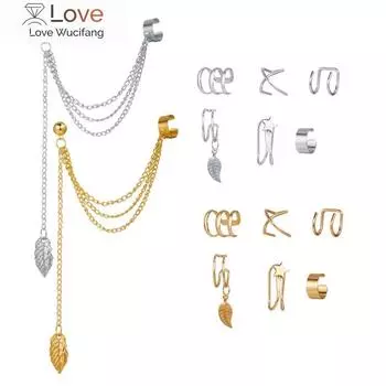 7 шт. серьги-каффы для ушей, накладные, для губ, хрящевые, клипсы, комплект, серьги-капли без пирсинга, кисточки для женщин античный серебряного