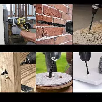 7 шт. шестигранных сверл по камню, хвостовик 1/4, титановая сталь, металлическое крестовое сверло для стекла, керамики, бетона, кирпича, набор твердых сверл, инструменты