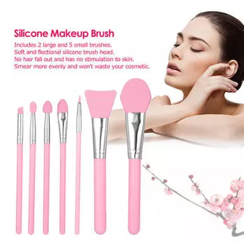 7 шт., силиконовая кисть для макияжа, маска для лица, кисть для основы, тени для век, кисть для бровей, косметический инструмент зелёный