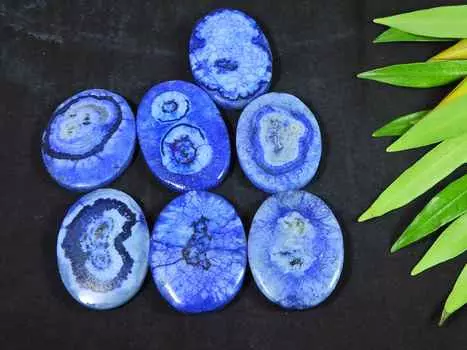 7 шт. синих солнечных друз овальной формы кабошон драгоценных камней россыпью 327 карат. 30-40MM RQ-2738