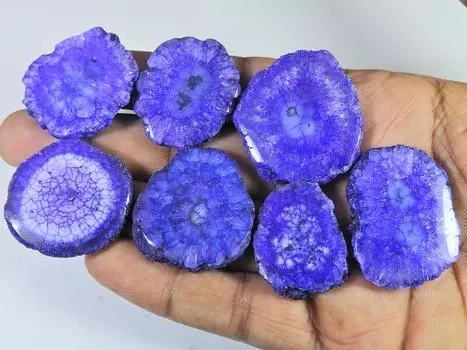 7 шт. Синий солнечный друзовый агат жеод кабошон россыпью драгоценных камней 28-33 мм RQ-2675