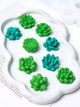7 шт. Суккулентные цветы свечи формы 3D кактус лотос роза мыло гипсовые поделки формы DIY шоколадная помадка выпечка торт силиконовые формы