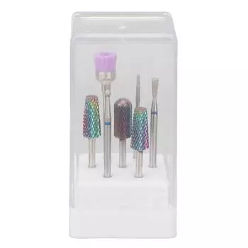 7 шт. сверл для ногтей из нержавеющей стали с быстрым удалением, шлифовальные головки для левой и правой руки для твердого геля