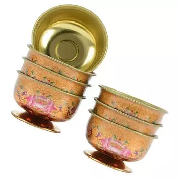 7 шт. Тибетские чаши для подношений Алтарь Храмовый кубок для воды Настольный Будда перед чашей для подачи воды Жертвоприношение Непал Поющая чаша Медитация