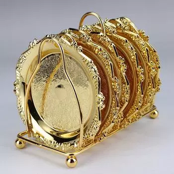 7 шт. Высококачественное украшение для дома, коврик для кофейной чашки, подставка для чая, теплоизоляционная накладка, поднос для фруктов, поднос для еды золотой