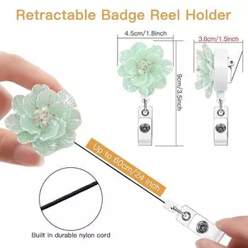 7 шт. выдвижной держатель для бейджа с прокруткой, принты, держатель для карточки медсестры, держатель для удостоверения личности врача-женщины, цепочка с зажимом 7PCS
