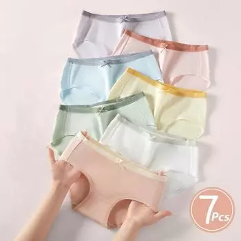 7 шт. женские трусики, дышащее хлопковое нижнее белье, однотонные трусики для девочек, сексуальные трусы с низкой талией, женское нижнее белье L-2XL M&7pcs