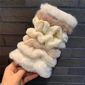 7 шт. зимние резинки для волос для девочек, плюшевые резинки, мягкие аксессуары для волос в виде хвостика для женщин и детей, резинки для волос Size fits all