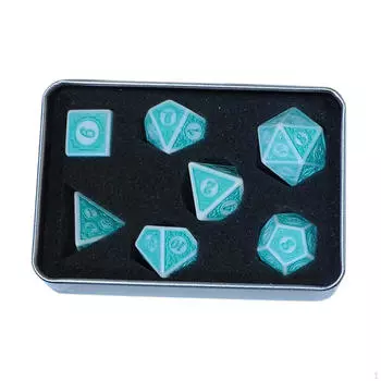 7 штук акриловых кубиков D4 D8 D10 D12 D20 с коробкой для хранения многогранного набора светло-синий