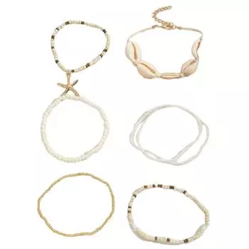 7 штук Океанический браслет Изящные украшения для рук Браслет из ракушек Милые аксессуары Текстура смолы и ракушек для особого события