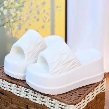 7 см 9 см Летние босоножки на высокой танкетке женские мюли на толстом каблуке женские шлепанцы из ЭВА домашняя обувь женские уличные тапочки на платформе CN 36-37 светло-зеленый