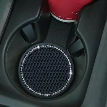 7 см автомобильный подстаканник подстаканник круглый цветок в клетку сотовый блестящий горный хрусталь противоскользящий термостойкий коврик для бутылки с водой из ПВХ C