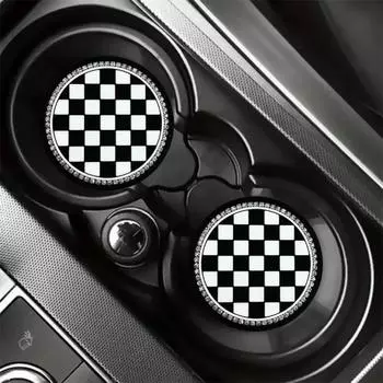 7 см автомобильный подстаканник подстаканник круглый цветок в клетку сотовый блестящий горный хрусталь противоскользящий термостойкий ПВХ коврик для бутылки с водой коврик внедорожник грузовик салон автомобиля D