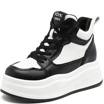 7 см коровья натуральная кожа женские модные толстые кроссовки весна мода осень платформа клиновидные мокасины высокие удобные туфли 34-40 34 белый