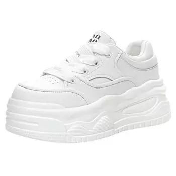 7 см кожа из микрофибры, весенние повседневные массивные кроссовки на платформе, танкетка для скейтбординга, модная женская осенняя обувь, женская обувь 34 чёрный