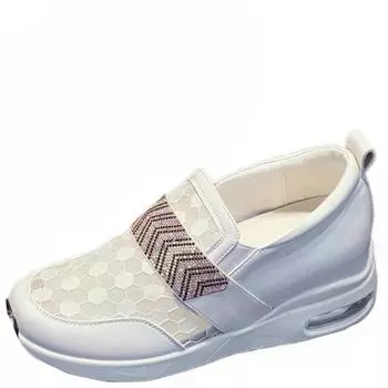 7 см сетчатая натуральная кожа женские летние полые скрытые каблуки дышащие поддерживающие кроссовки на танкетке массивные туфли 35~39 35 белый