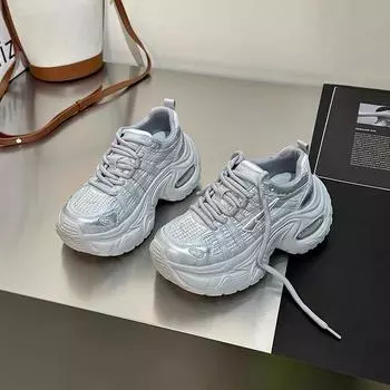 7 см ультралегкие ~ тонкие сетчатые туфли с воздушной подушкой на толстой подошве для папы для женщин 2025 года, увеличение роста для невысоких людей, для отдыха и спорта 35