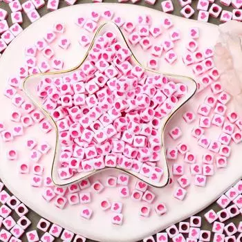 7 стилей, 40 шт., 6 мм, кубические квадратные бусины в форме сердца, свободные бусины для изготовления ювелирных изделий, браслет, ожерелье, аксессуары