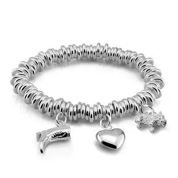 7 стилей винтажные эластичные браслеты-подвески из стерлингового серебра 100% 925 пробы для женщин белый