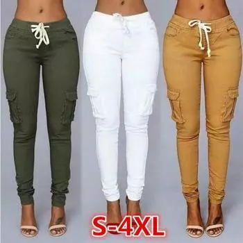 7 стилей, женские спортивные брюки с завязками на талии, модные брюки с карманами, большие размеры S-4XL, повседневные длинные брюки с высокой талией, брюки