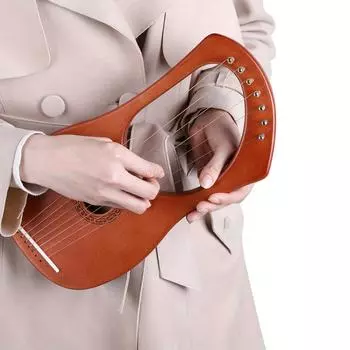 7-струнная лировая арфа из красного дерева, светло-бежевое лакированное покрытие со струнами из фосфорной бронзы, портативный небольшой арфа с металлической звуковой колонной Mahogany