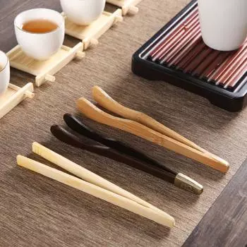 7 Styles Wood Bamboo Teacup Clip Anti-scalding Tea Clip Small Tools Food Clip Candy Fruit Salad Bread Tongs Kitchen Accessories