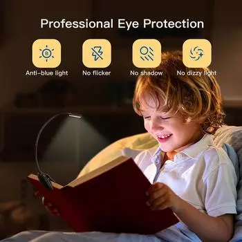 7 светодиодных ламп для чтения USB, заряжаемая от сети, 3-уровневый теплый холодный белый дневной свет, портативная гибкая лампа для чтения с легким зажимом белый