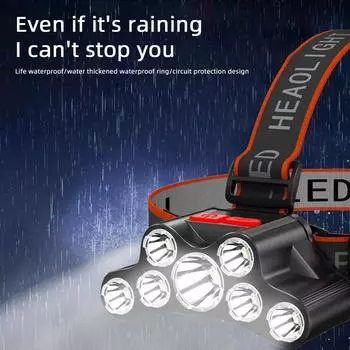 7 светодиодных налобных фонарей, перезаряжаемый мощный налобный фонарь со встроенным аккумулятором 18650, налобный фонарь для кемпинга