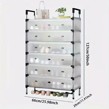 7-Tier Stainless Steel Shoe Rack - Dustproof, Durable Shoe Cabinet Organizer for Home, Bedroom, Office, Kitchen Storage, Shoe Storage Organizer 7-layer