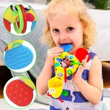 7 типов Детские игрушки для рук Погремушка Музыка Прорезыватель для зубов может кусаться Обучение хватанию Колокольчик для кроватки Подвесной колокольчик для коляски Подарок в виде жирафа