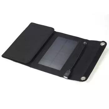 7 Вт/5 Вт 5 В наружное складное монокристаллическое кремниевое солнечное зарядное устройство портативное USB зарядное устройство Black(7W)