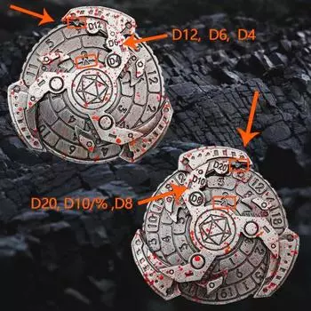 7-в-1 Металлические игральные кости Fidget Spinner Портативный винтажный прочный цинковый сплав кончик пальца золотистый