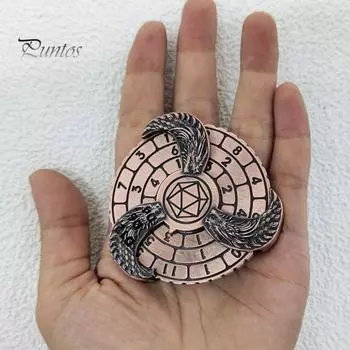 7-в-1 Металлические игральные кости Fidget Spinner Портативный винтажный дракон Сверхпрочный цинковый сплав Напальчник гироскопический компас игральные кости RPG настольные реквизиты для настольных игр жёлтый